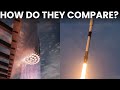 Starship vs Falcon 9: Ascent, boost back and reentry! Side by Side Launch Analysis
