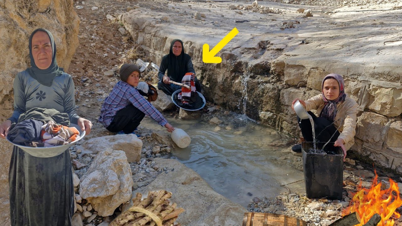 Homeless life in the mountains 🏔| Washing clothes by the river, nature and survival in a hut🌲🔥