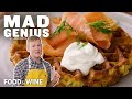Waffled Potato Blini with Smoked Salmon | Mad Genius | Food &amp; Wine