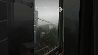 Storm in China topples mobile phone tower