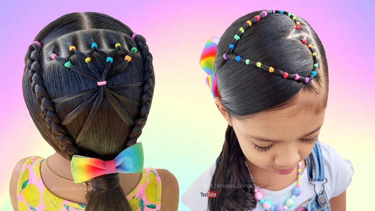DOS PEINADOS PARA NIÑAS DE COLORES 🌈 TWO HAIRSTYLES FOR COLORED GIRLS 🌈