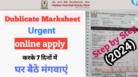 How to get Duplicate Marksheet of CCS University | Lost or Damaged hui marksheet kaise nikale 2024