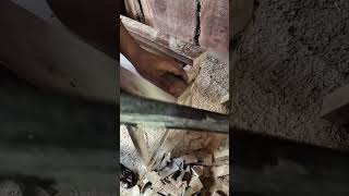 window frame manufacturing process #woodworking #wheelsaw #wood #skilltukangkayu