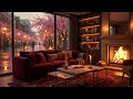 Rainy Sakura Street at Night 🌧🔥 Warm Fireplace Room for Sleep and Relaxation