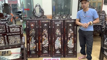 tranh tứ quý gỗ trắc, bàn ghế ăn khảm ốc, bàn ăn cẩn ốc, tranh tùng hạc khảm ốc