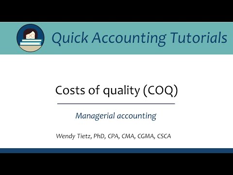 Costs of quality (COQ): Managerial accounting