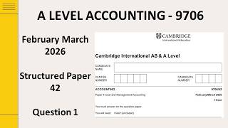 A Level Accounting February March 2026 Paper 42 9706/42 Question 1
