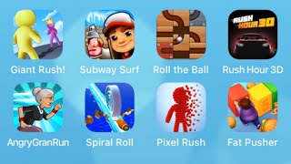 Giant Rush,Subway Surf,Roll The Ball,Rush Hour 3D,Angry Gran Run,Spiral Roll,Pixel Rush,Fat Pusher screenshot 5