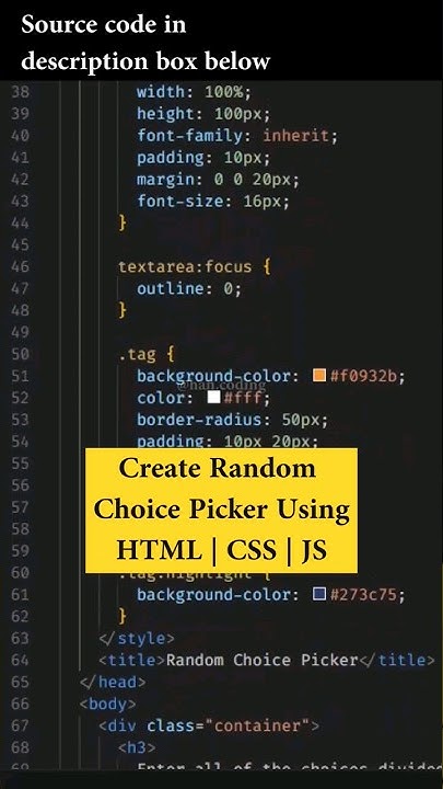Create Random Choice Picker Using HTML | CSS | JS - YouTube