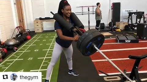Emma on the Linebacker Leverage Squat Landmine Attachment