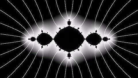 Julia fractal, X axis (Distance and field lines)