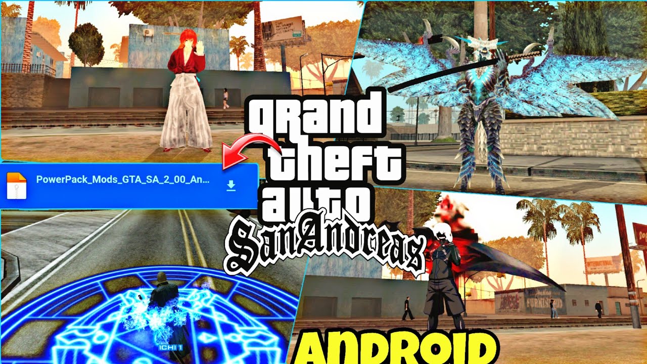 GTA SA Mobile Powerpack Mods (50+ Mods) | Anime Mods + Mega Modspack