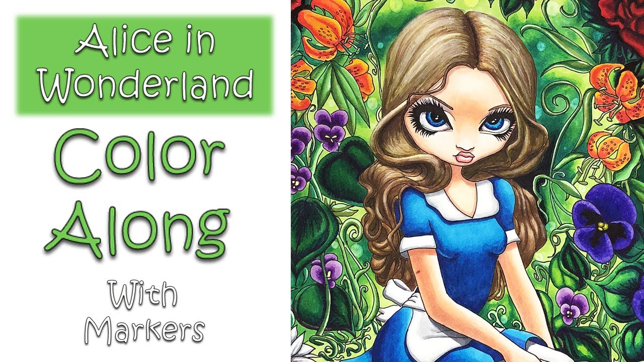 Color Along - Alice in Wonderland Coloring Book by Jasmine Becket Griffith with Alcohol Markers ...