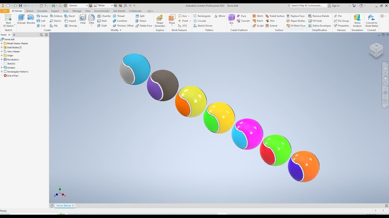 Inventor Design - Create Custom Appearance - In Full Details (Tennis Ball Part 02)