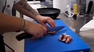 Chef Cutting Seafood Stock Video screenshot 3