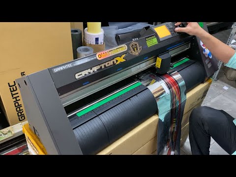 Máy Cắt Decal Tem Xe Máy Ô tô Graphtec CE7000 - Cắt bế tem xe dài 1m4 trên decal xi gương inox đẹp