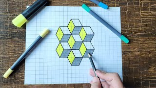 Stacking 3D Cubes Until My Brain Melts | Drawing Challenge | how to draw 3d drawing step by step screenshot 5