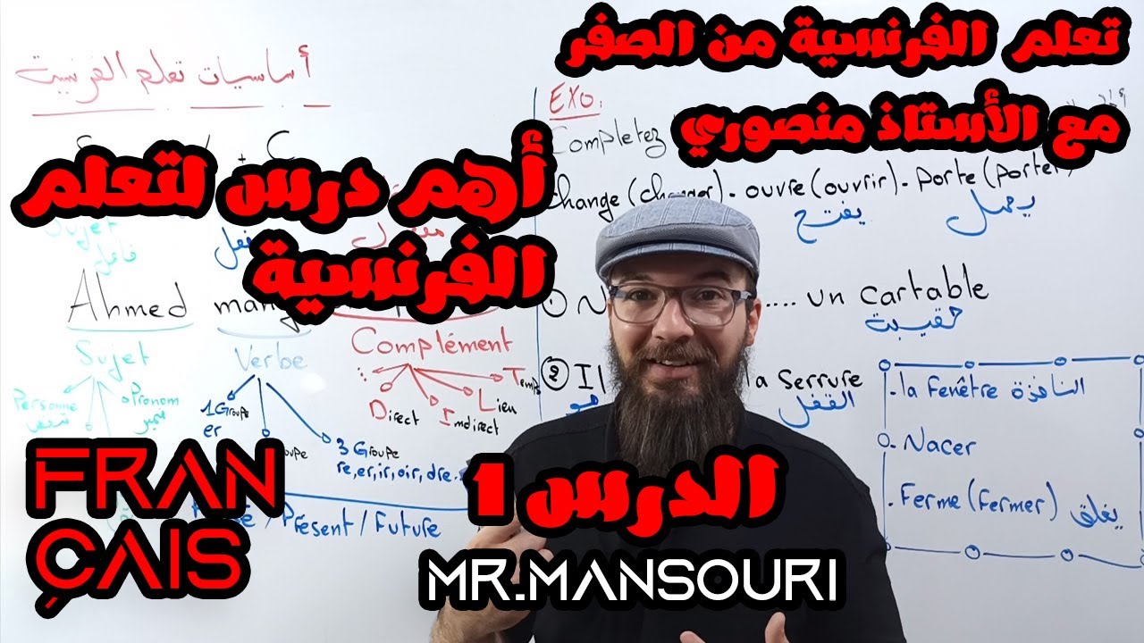 تعليم الفرنسية من الصفر لجميع المستويات مع الأستاذ منصوري : الدرس الأول