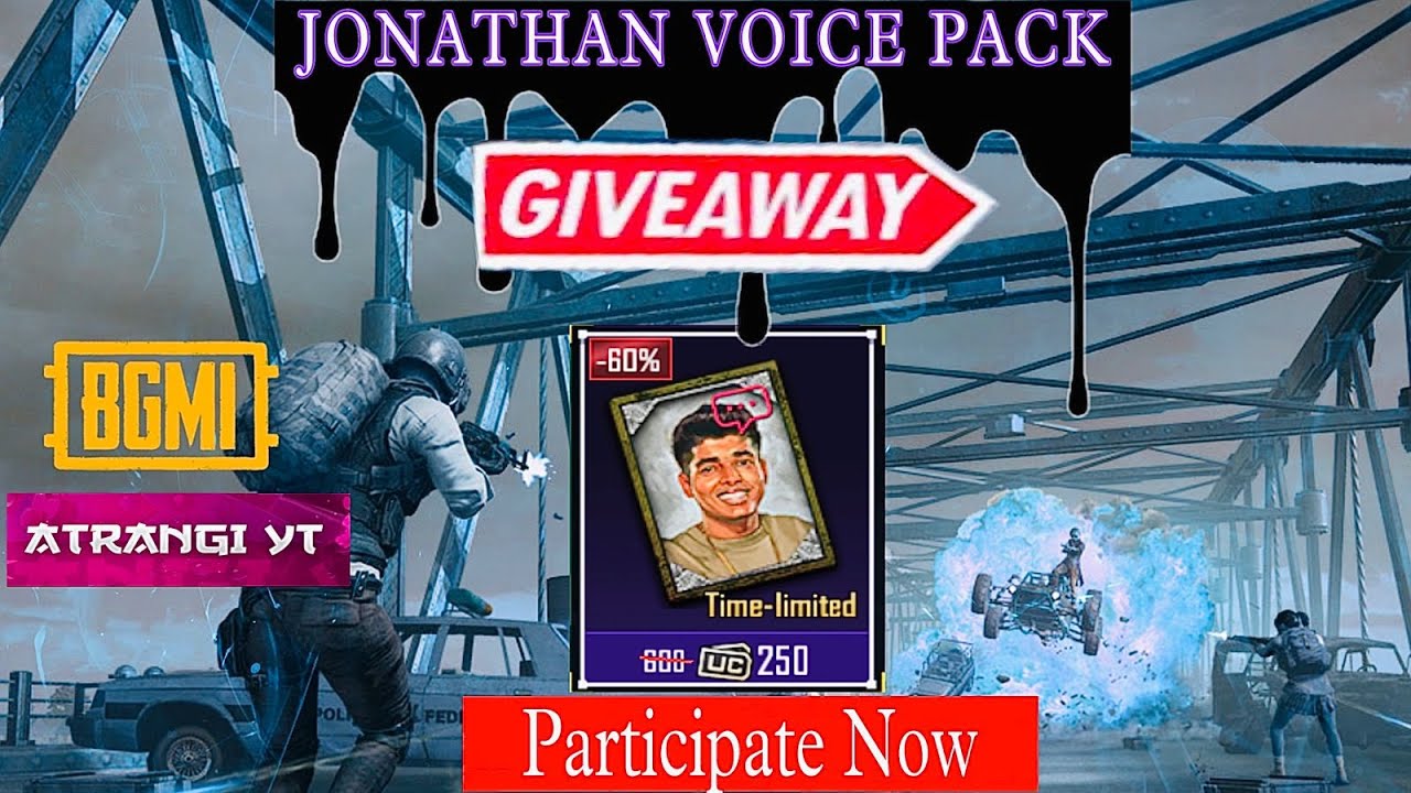 JONATHAN VOICE PACK GIVEAWAY || BGMI LIVE || Girl Gamer || ATRANGI YT ...