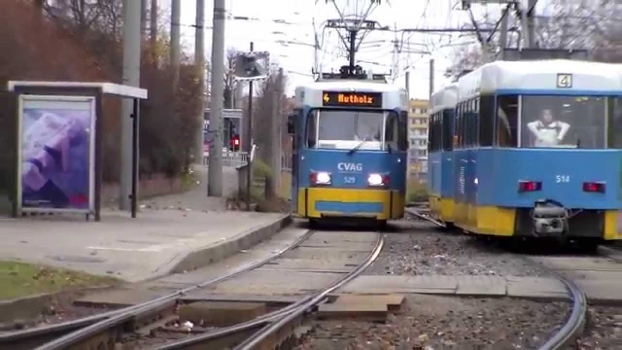 Chemnitz Straßenbahn im Wohngebiet Fritz Heckert