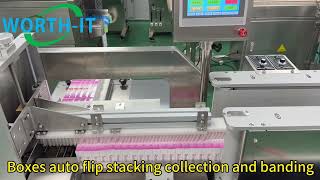 Boxes auto flip overturn stack collection and count banding strap with opp #box #carton #counting 