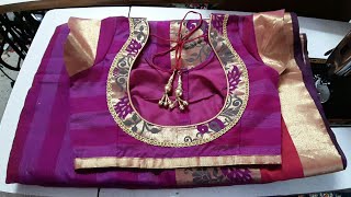 Designer Patchwork Kath Work Matka Gala Back Neck Blouse Cutting And Sching Back Neck