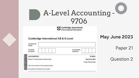 A Level Accounting May June 2023 Paper 21 9706/22 Question 2
