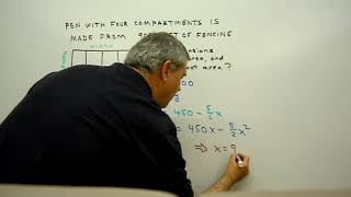 Optimization problem using Derivatives. Five compartment Pen