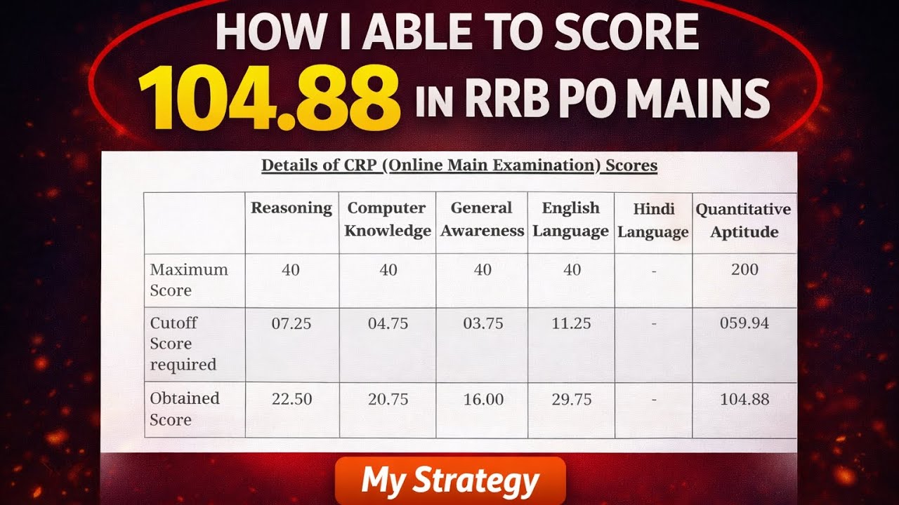 How I Scored 104.88 in RRB PO Mains | My Complete Strategy for 2026 Banking exams #banking#SBI#IBPS