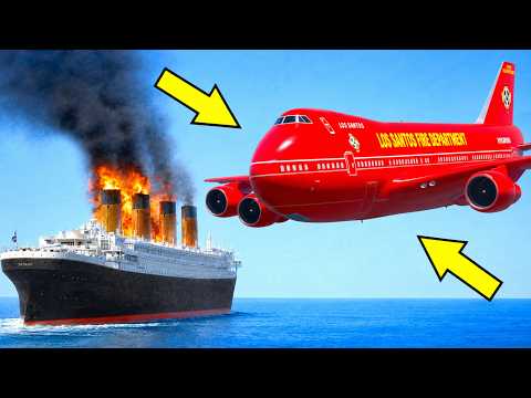 Firefighting Plane Extinguishes The Titanic After A Helicopter Crash Causes A Massive Fire | GTA 5