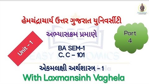 PART 4  || Unit 1 પરિચય એકમલક્ષી અર્થશાસ્ત્ર CC & CE -  101 Micro Economics