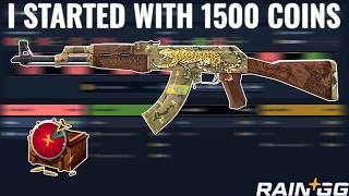 I STARTED WITH 1500 COINS ON RAIN.GG AND IT WENT LIKE THIS...