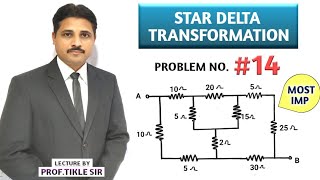 STAR DELTA TRANSFORMATION SOLVED PROBLEM 14 IN ELECTRICAL ENGINEERING @TIKLESACADEMYOFMATHS