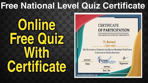 Free Quiz With Certificate || Free Webinar With Certificate || Pc Beniwal || Quiz Certificate 2021