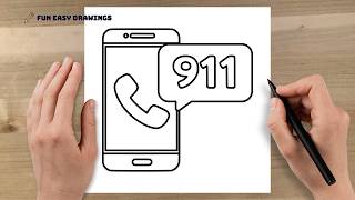 How to Draw Emergency Phone 911 Easy - Fun Easy Drawings #FunEasyDrawings #logo #drawing