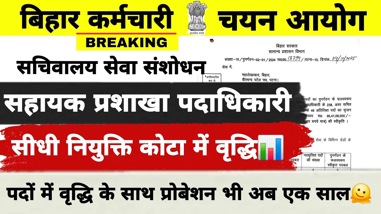 BSSC ASO सचिवालय सेवा भर्ती || संशोधन 2026||सीधी भर्ती कोटा में वृद्धि || प्रोबेशन समय में बडा बदलाव