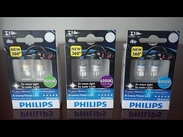 Philips X-tremeVision LED T10 w5w 4000k vs 6000k vs 8000k 