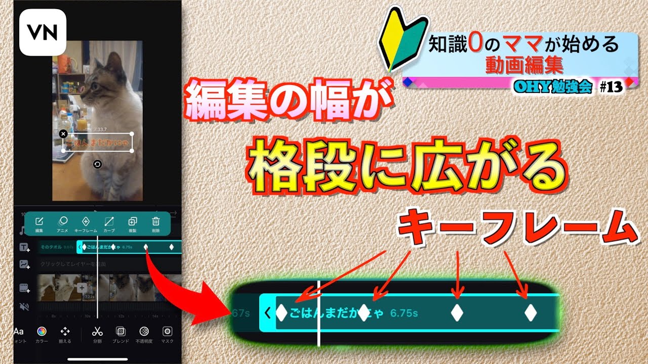 スマホ無料編集アプリ 編集の幅が格段に広がる Vn キーフレームの使い方 Ohy勉強会13 107杯目 おひや人数分 Youtube