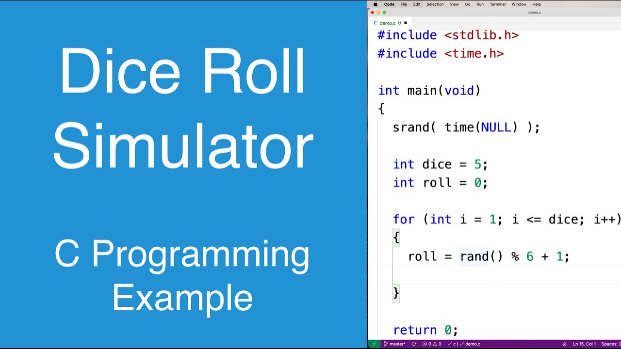 Dice Roll Simulator C Programming Example YouTube