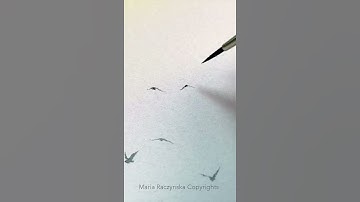 Adding birds with a fine round 0 brush #watercolorlandscape #watercolorbird