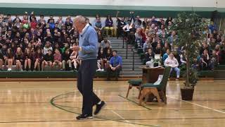 Hall of fame football coach Lou Holtz does magic tricks during speech in Kalamazoo