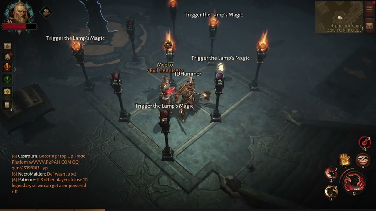 Diablo immortal Torch puzzle. light the lamp simple with rest from start