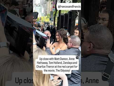 Video Up close with Matt Damon, Anne Hathaway, Tom Holland, Zendaya and Charlize Theron today in New York