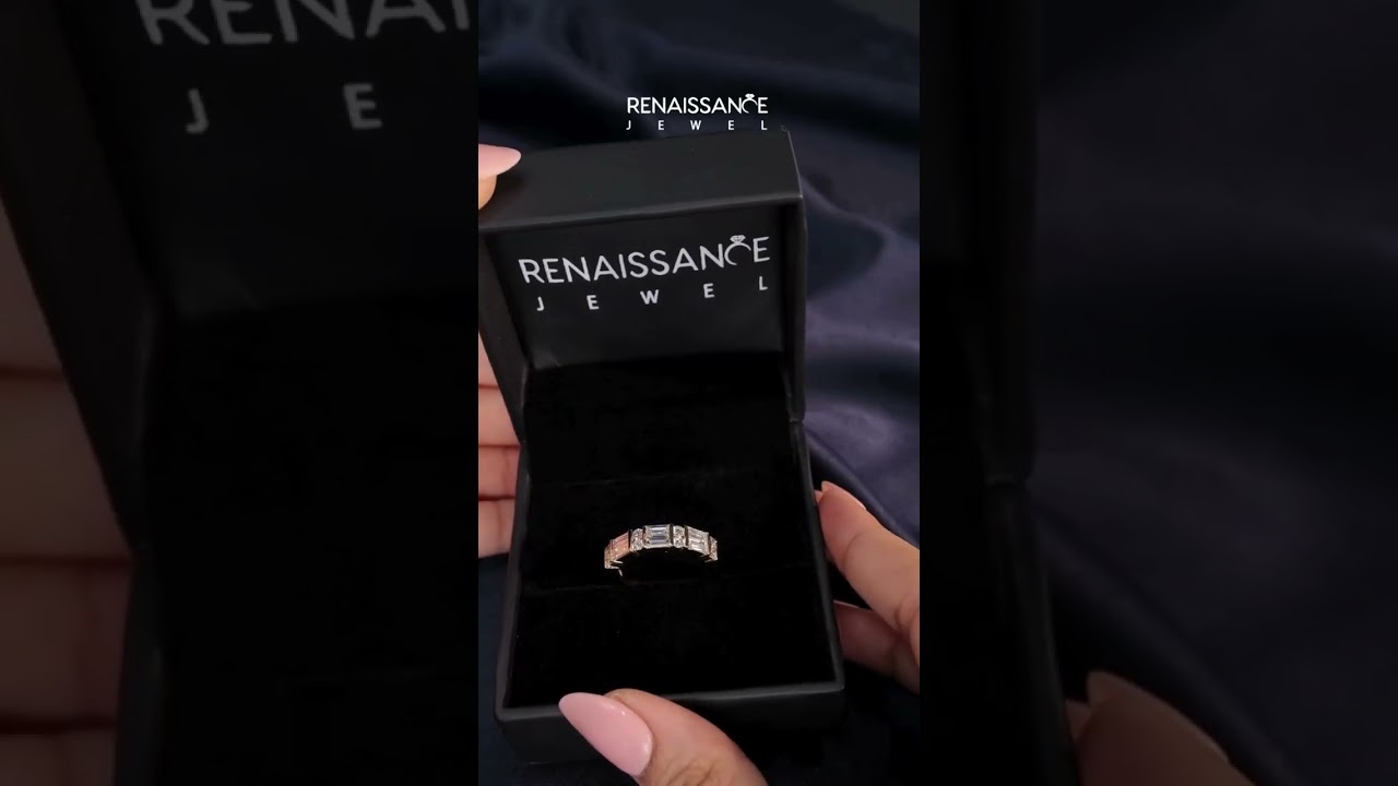 Yellow gold Channel Set Baguette and Round Diamond Eternity Band