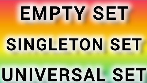 TYPES OF SETS - Part 2