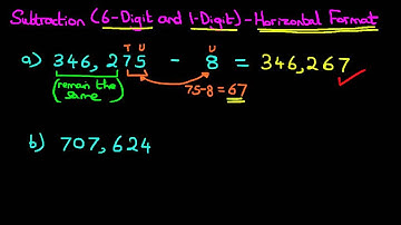HOW TO SUBTRACT (6-Digit and 1-Digit Numbers) - Horizontal Format