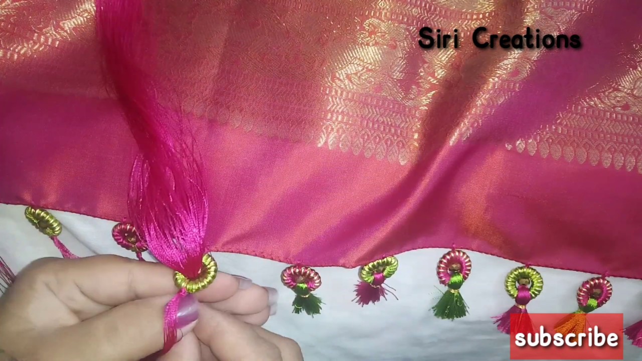 Double Colour Crochet Tassels with Mirror and Beads | New Style Kuchu  |Kannada-www.knottythreadz.com - YouTube