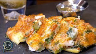 【餅レシピ】おうちで作る究極の餅チーズ海鮮チヂミ【カリカリ＆モチモチ】