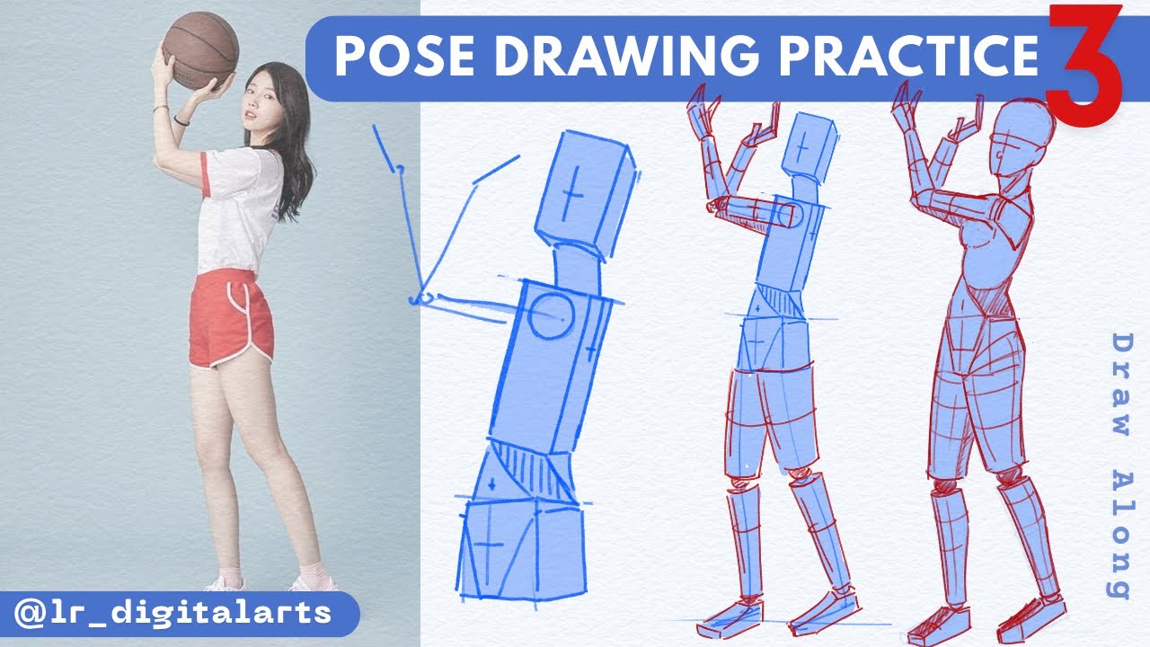 Pose Drawing Practice 3 | Box mannequin & Basic anatomy form