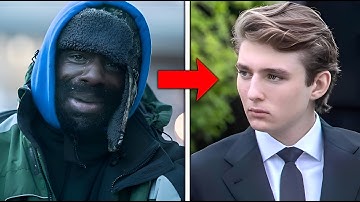 Homeless Man asks Barron Trump "Can you give me 1$?" Trump